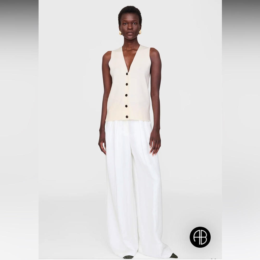 Anine Bing Lawrence Vest Ivory Small NWNT